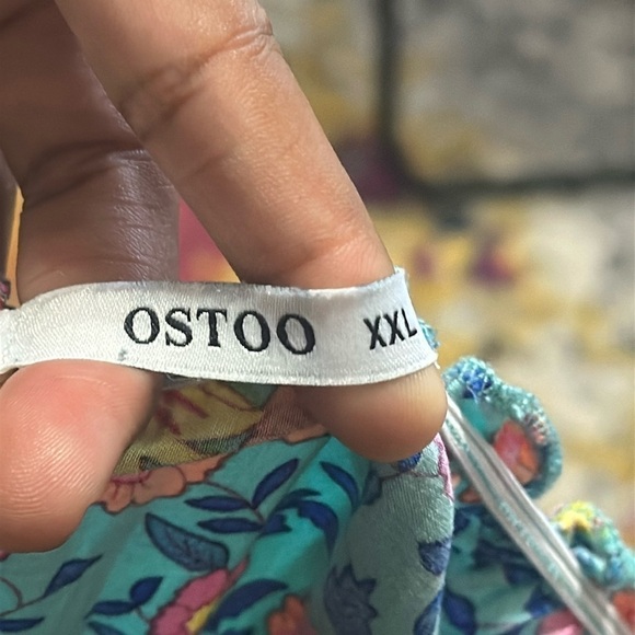 OSTOO Blue Floral Frilly Puff Sleeve Maxi Dress Size XXL - Picture 5 of 7